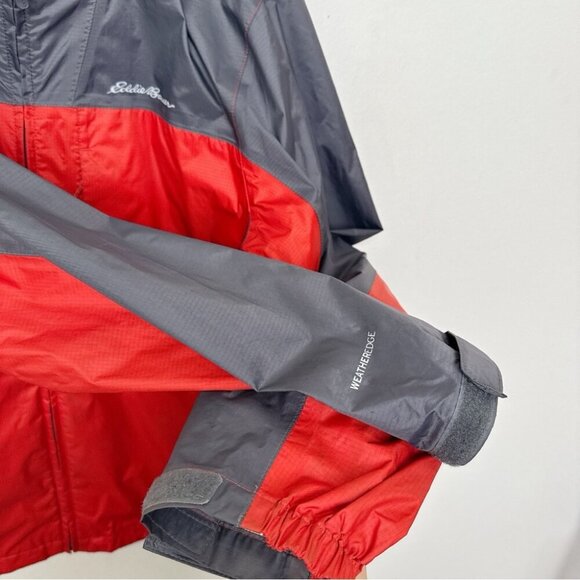 Eddie Bauer Mens Large Two Tone Grey Orange Windbreaker Jacket - Picture 8 of 14